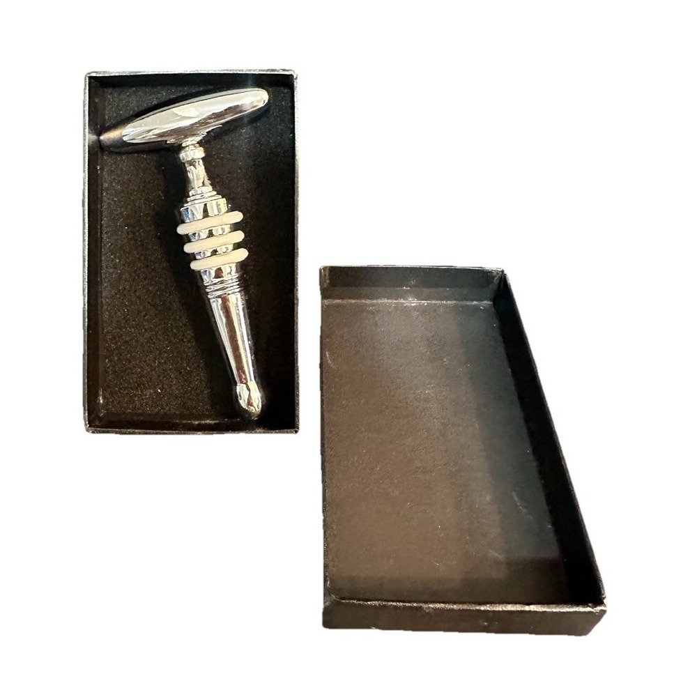 Silver‎ Chrome Decorative Wine Bottle Stopper New In Box